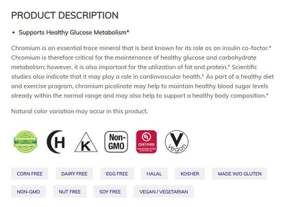 NOW Supplements, Chromium Picolinate 200 mcg, Insulin Co-Factor*, 100 Veg Capsules Vitamins &amp; Supplements NOW Foods USA