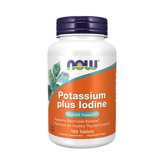 NOW Supplements, Potassium plus Iodine, Supports Electrolyte Balance*, Thyroid Support*, 180 Tablets - Bloom Concept