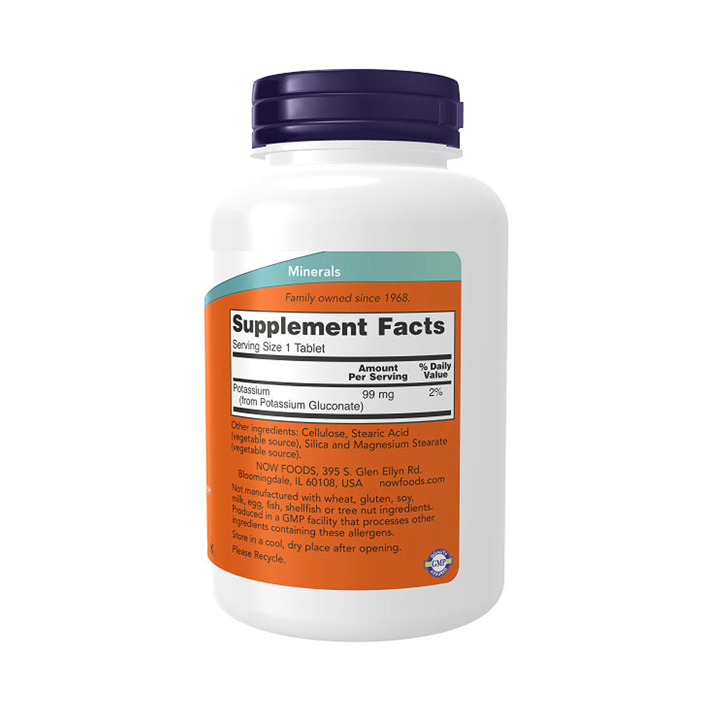 NOW Supplements, Potassium Gluconate 99mg, Easier to Swallow, Essential Mineral*, 250 Tablets - Bloom Concept