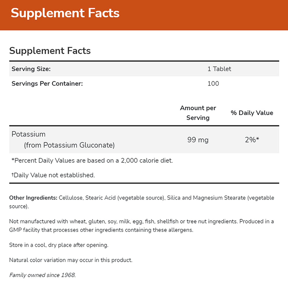 NOW Supplements, Potassium Gluconate 99mg, Easier to Swallow, Essential Mineral*, 250 Tablets - Bloom Concept