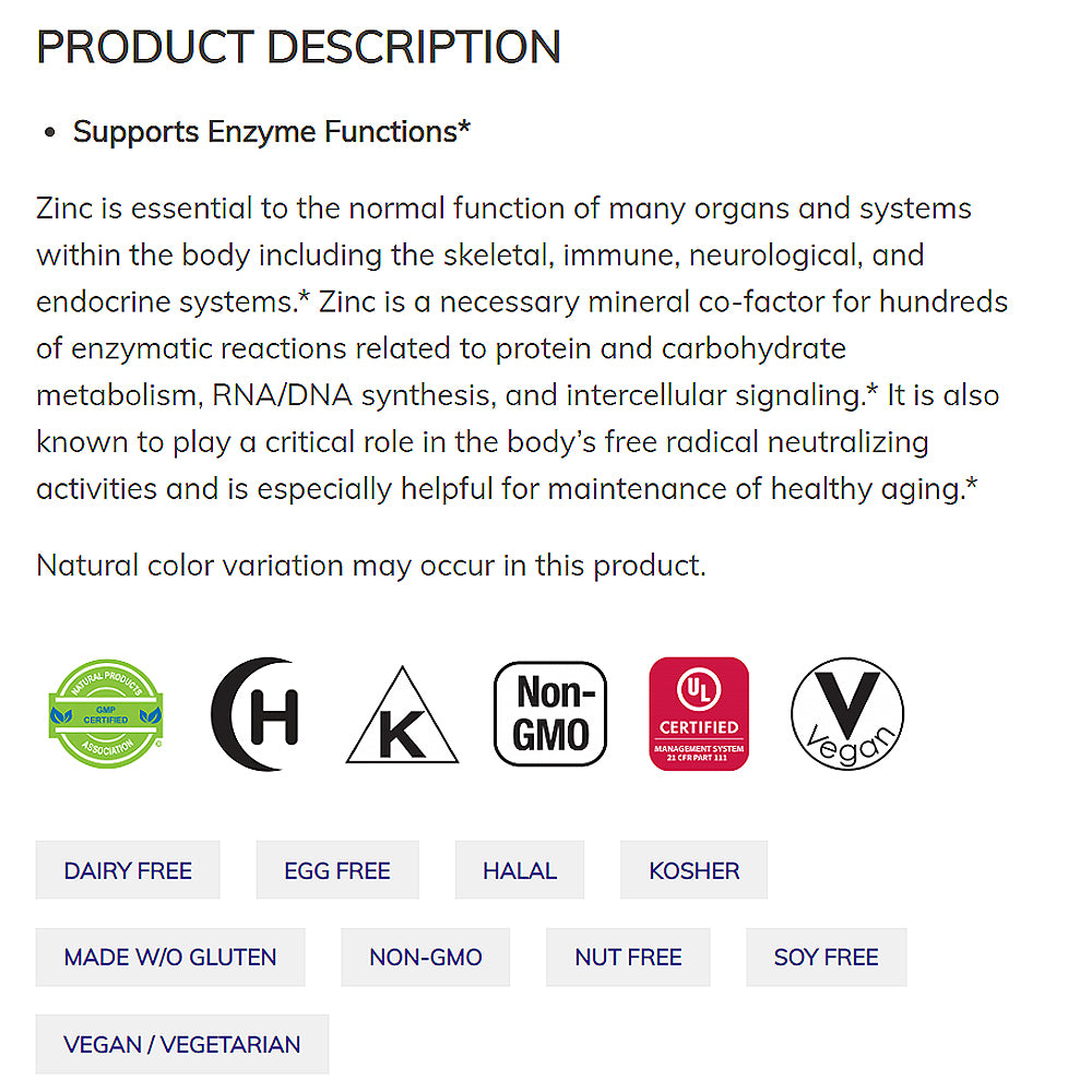 NOW Supplements, Zinc (Zinc Gluconate) 50 mg, Supports Enzyme Functions*, Immune Support*, 100 Tablets - Bloom Concept