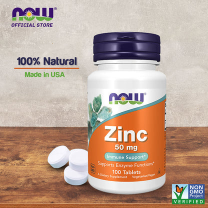 NOW Supplements, Zinc (Zinc Gluconate) 50 mg, Supports Enzyme Functions*, Immune Support*, 100 Tablets Vitamins &amp; Supplements NOW Foods USA