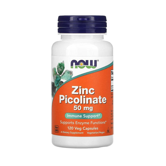 NOW Supplements, Zinc Picolinate 50 mg, Supports Enzyme Functions*, Immune Support*, 120 Veg Capsules - Bloom Concept