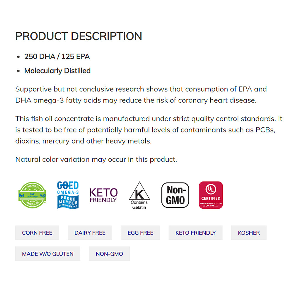 NOW Supplements, DHA-250 with 125 EPA, Molecularly Distilled, Supports Brain Health*, 120 Softgels - Bloom Concept