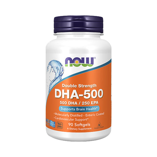 NOW Supplements, DHA-500 with 250 EPA, Molecularly Distilled, Supports Brain Health*, 90 Softgels - Bloom Concept