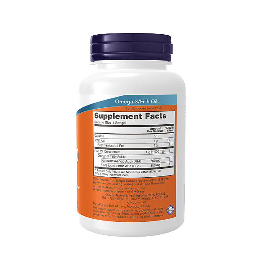 NOW Supplements, DHA-500 with 250 EPA, Molecularly Distilled, Supports Brain Health*, 90 Softgels - Bloom Concept
