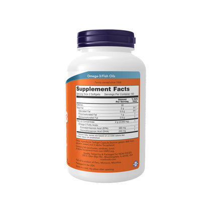 NOW Supplements, Omega-3 180 EPA / 120 DHA, Molecularly Distilled, Cardiovascular Support*, 200 Softgels Vitamins &amp; Supplements NOW Foods USA