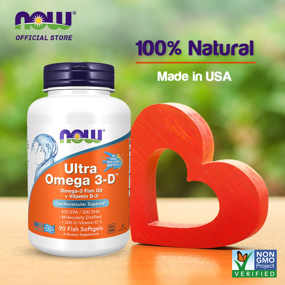 NOW Supplements, Ultra Omega 3-D™, Omega-3 Fish Oil + Vitamin D-3, Cardiovascular Support*, 90 Softgels - Bloom Concept