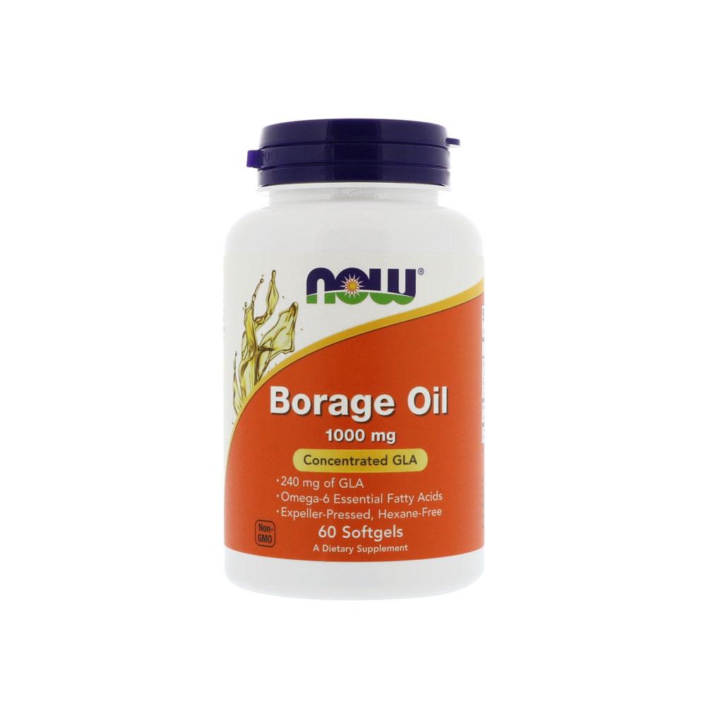 NOW Supplements, Borage Oil 1000 mg with 240mg of GLA (Gamma Linolenic Acid), 60 Softgels - Bloom Concept
