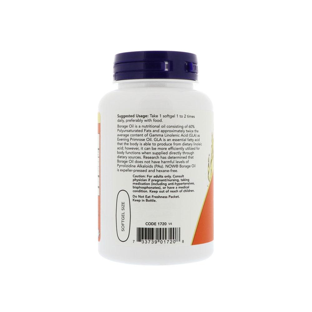 NOW Supplements, Borage Oil 1000 mg with 240mg of GLA (Gamma Linolenic Acid), 60 Softgels - Bloom Concept