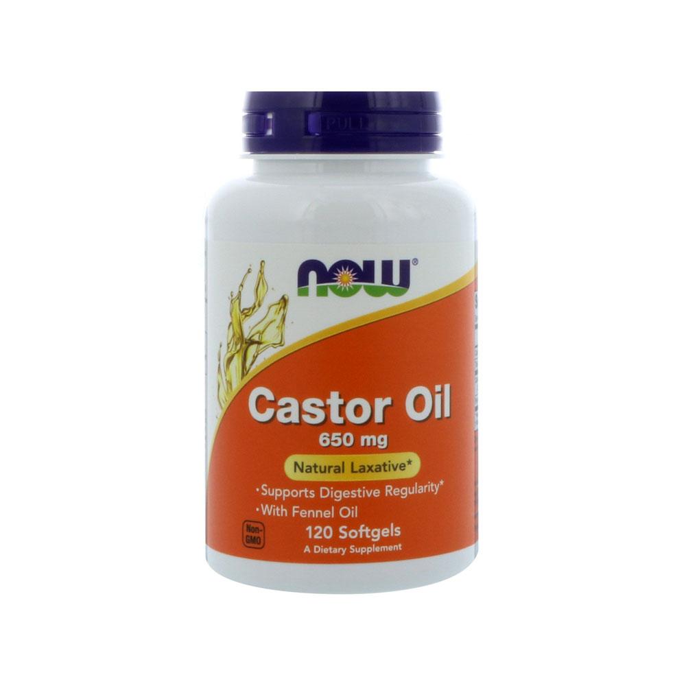 NOW Supplements, Castor Oil 650 mg with Fennel Oil, Natural Laxative*, 120 Softgels - Bloom Concept