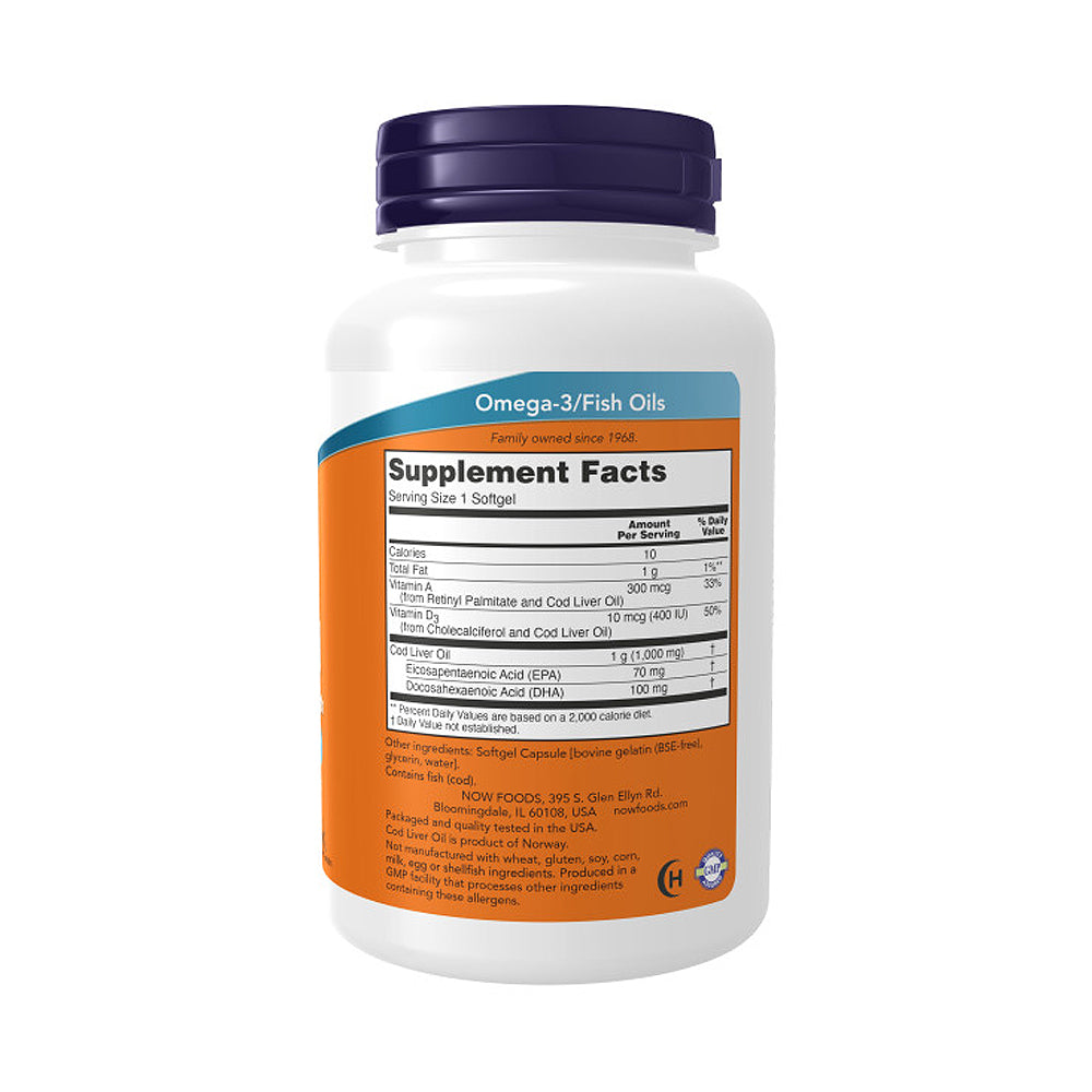 NOW Supplements, Cod Liver Oil, Extra Strength 1,000 mg with Vitamins A &amp; D-3, EPA, DHA, 90 Softgels Vitamins &amp; Supplements NOW Foods USA