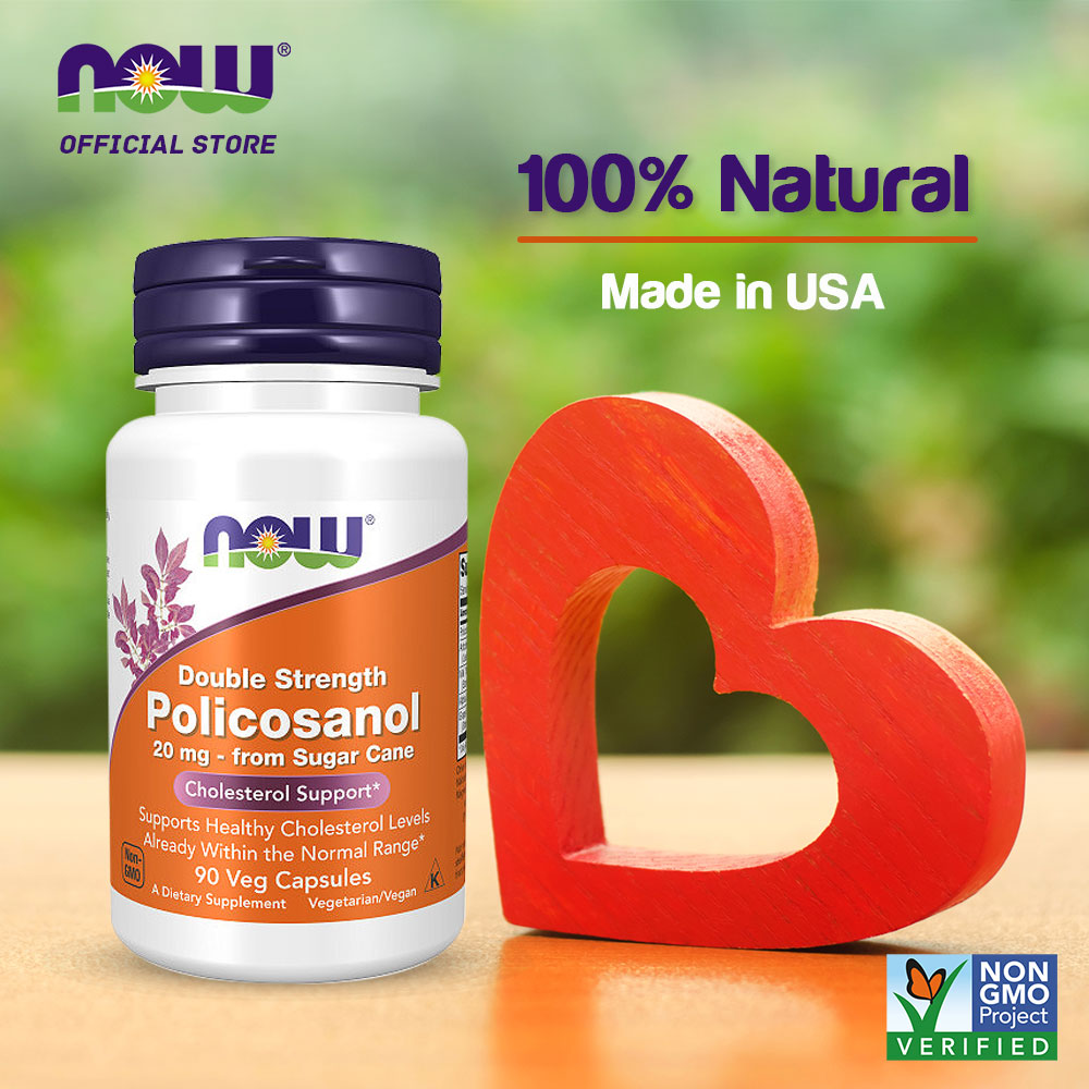 NOW Supplements, Policosanol 20 mg, Double Strength, Blend of Long-Chain Fatty alcohols (LCFAs) Derived from Sugar Cane, 90 Veg Capsules - Bloom Concept