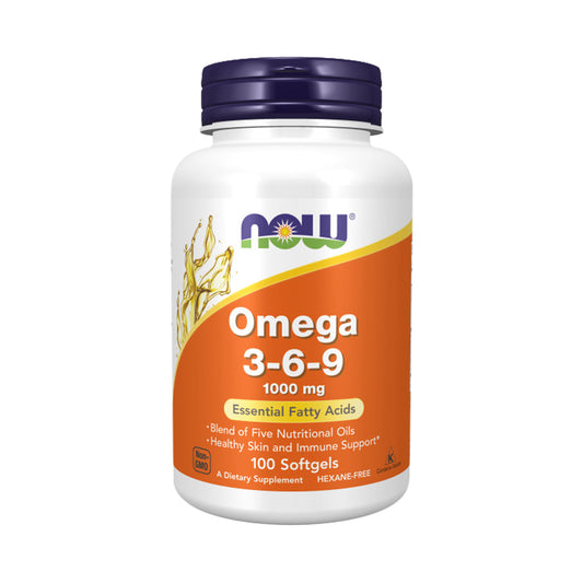 NOW Supplements, Omega 3-6-9 1000 mg with a blend of Flax Seed, Evening Primrose, Canola, Black Currant and Pumpkin Seed Oils, 100 Softgels - Bloom Concept