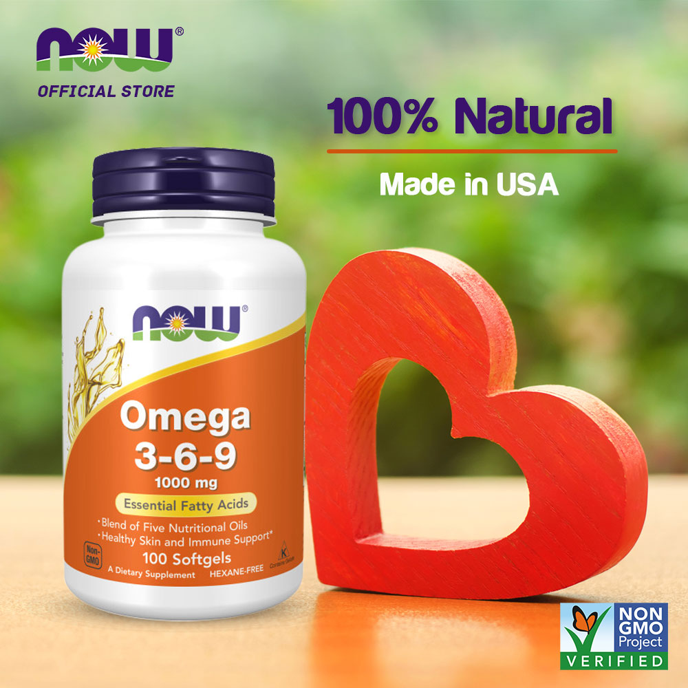 NOW Supplements, Omega 3-6-9 1000 mg with a blend of Flax Seed, Evening Primrose, Canola, Black Currant and Pumpkin Seed Oils, 100 Softgels - Bloom Concept