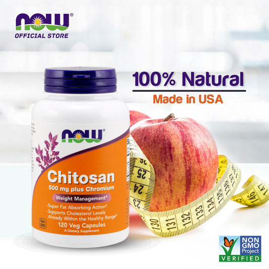 NOW Supplements, Chitosan 500 mg plus Chromium, Weight Management*, 120 Veg Capsules - Bloom Concept