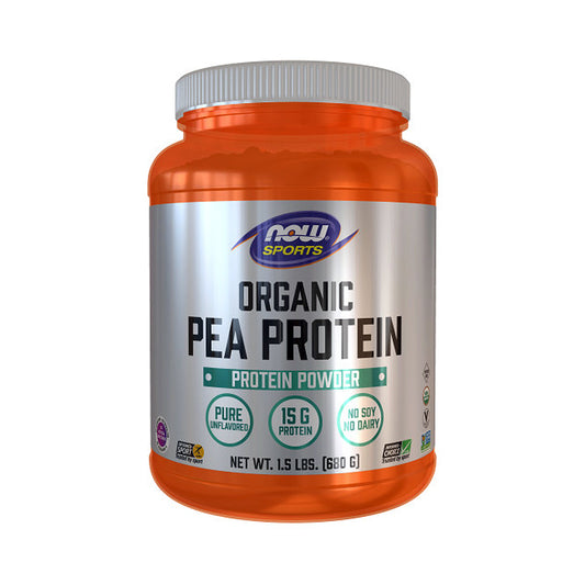 NOW Sports Nutrition, Certified Organic Pea Protein 15 Grams, Unflavored Powder, 1.5-Pound (680 g) - Bloom Concept