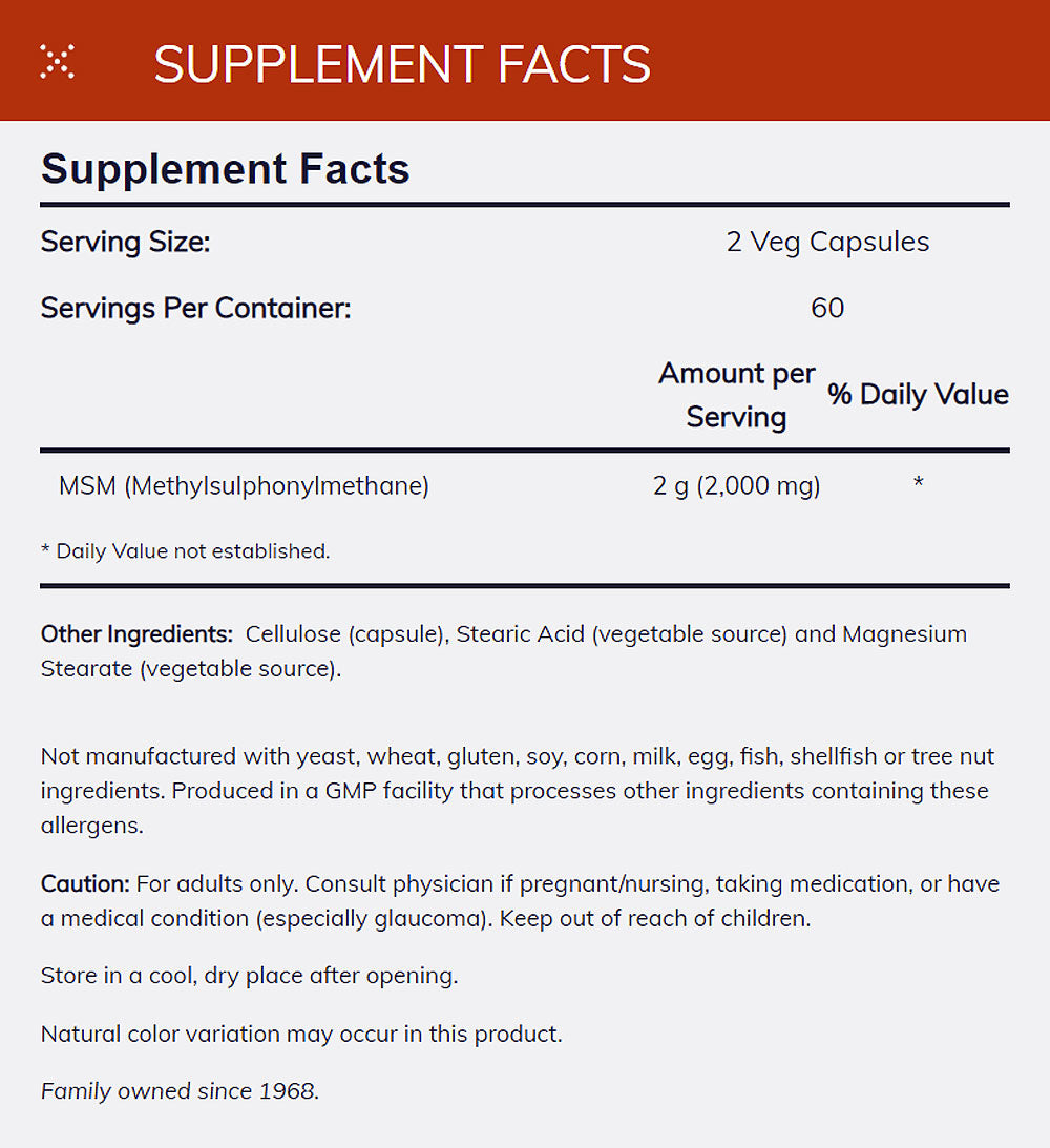 NOW Supplements, MSM (Methylsulfonylmethane) 1,000 mg, Joint Health*, 120 Veg Capsules Vitamins &amp; Supplements NOW Foods USA