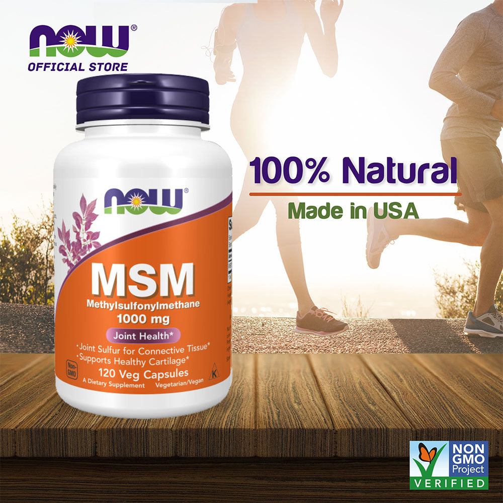 NOW Supplements, MSM (Methylsulfonylmethane) 1,000 mg, Joint Health*, 120 Veg Capsules Vitamins &amp; Supplements NOW Foods USA