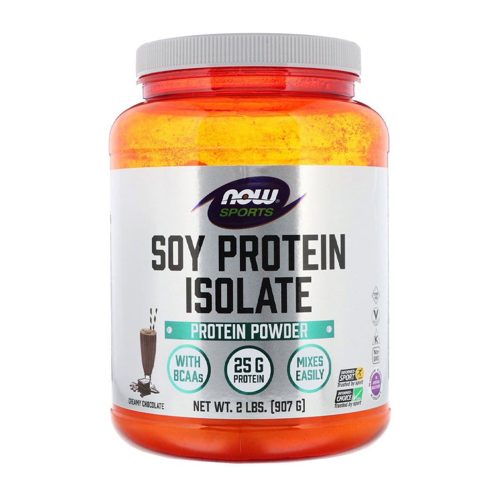NOW Sports Nutrition, Soy Protein Isolate, 25 g With BCAAs, Creamy Chocolate Powder, 2-Pound (907g) - Bloom Concept