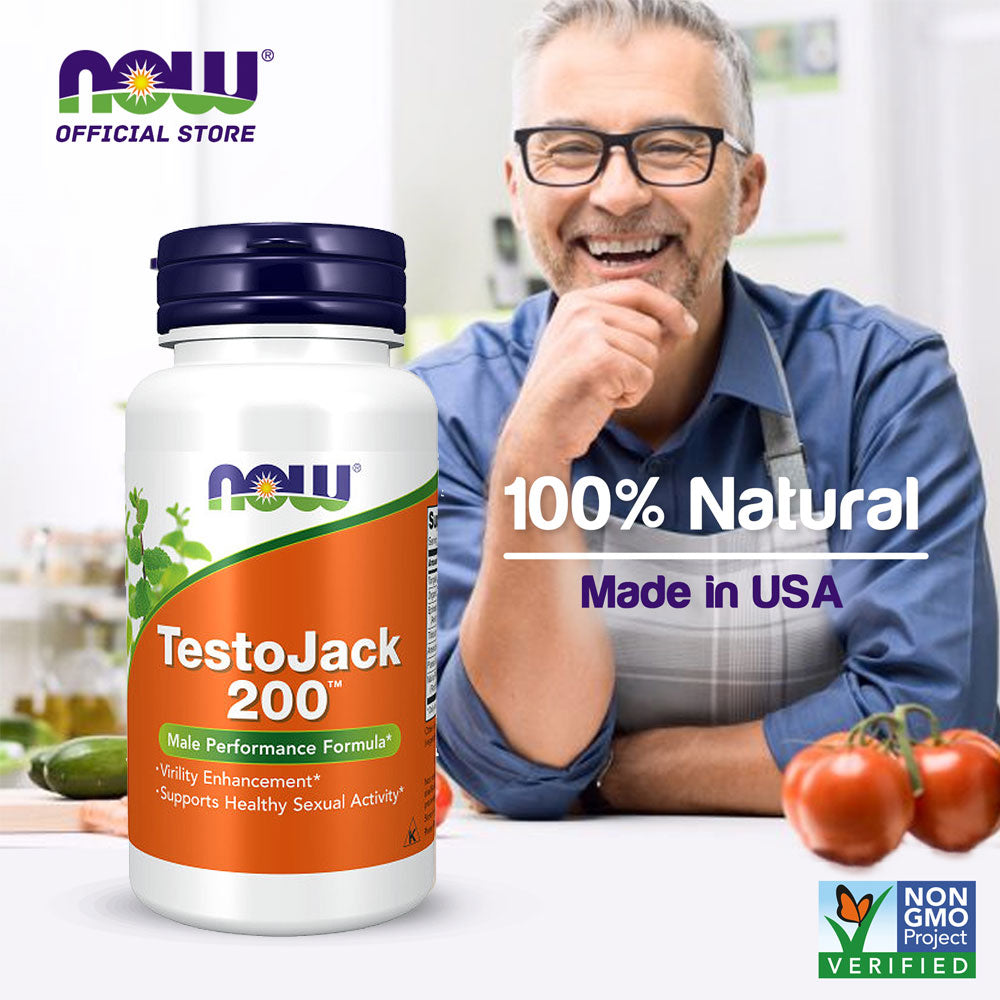 NOW Supplements, TestoJack 200 with Tongkat Ali, Tribulus, Maca and Horny Goat Weed, 60 Veg Capsules - Bloom Concept