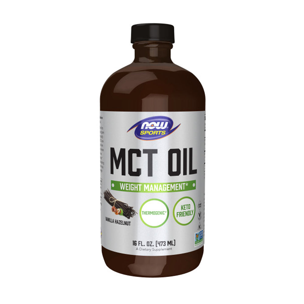NOW Sports Nutrition, MCT (Medium-chain triglycerides) Oil, Vanilla Hazelnut, 16-Ounce - Bloom Concept