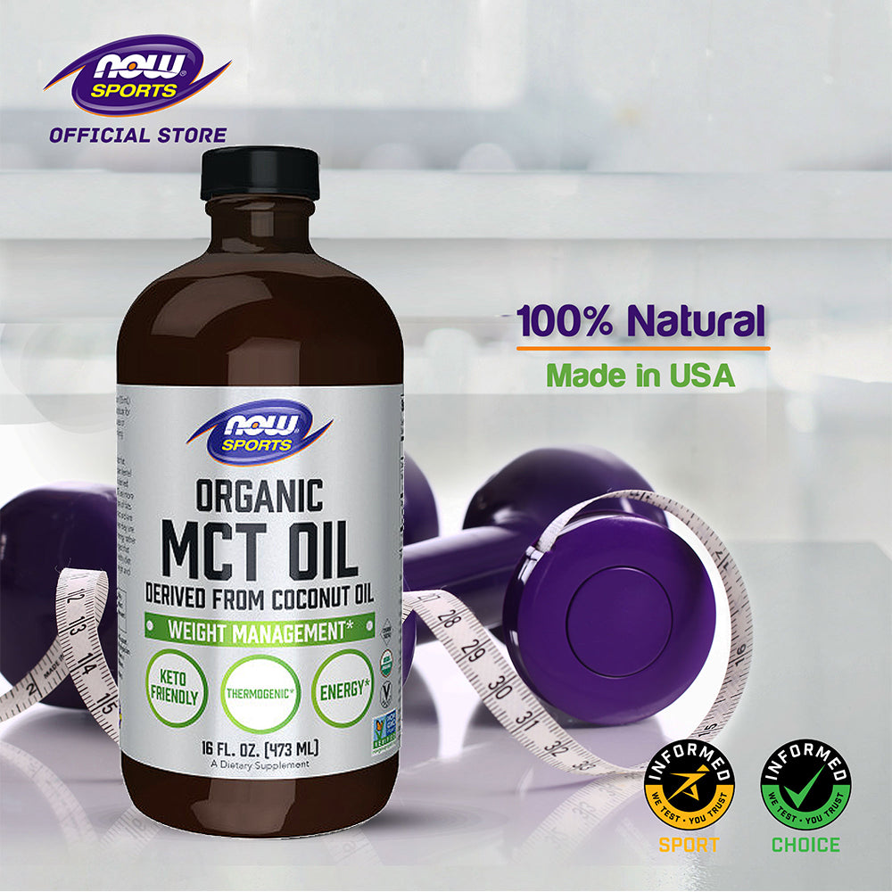 NOW Sports Nutrition, Organic MCT (Medium-chain triglycerides) Oil (in Plastic), 16-Ounce (473 ml) - Bloom Concept