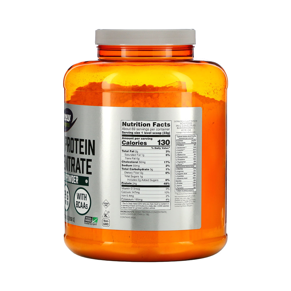NOW Sports Nutrition, Whey Protein Concentrate, 24 G With BCAAs, Unflavored Powder, 5-Pound (2268 g) - Bloom Concept