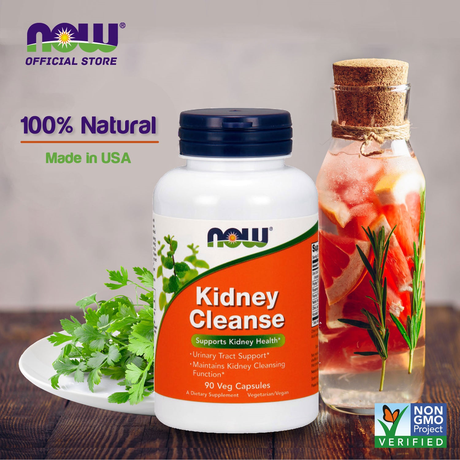 NOW Supplements, Kidney Cleanse with Uva Ursi, Parsley Seed, Fennel, and Horsetail, 90 Veg Capsules - Bloom Concept