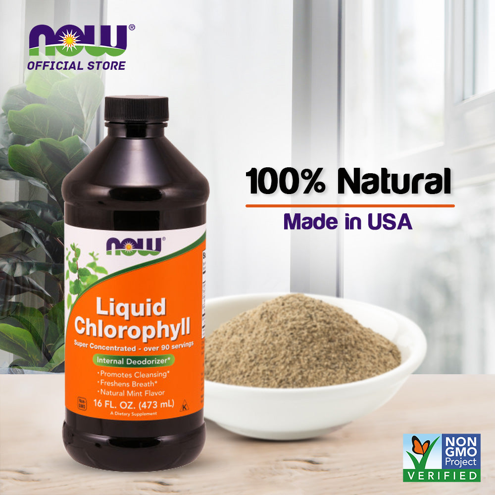 NOW Supplements, Liquid Chlorophyll, Super Concentrated, Internal Deodorizer*, Mint Flavor, 16-Ounce - Bloom Concept