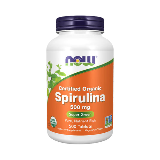 NOW Supplements, Organic Spirulina 500 mg with Vitamins, Minerals and GLA (Gamma-Linolenic Acid), 500 Tablets - Bloom Concept