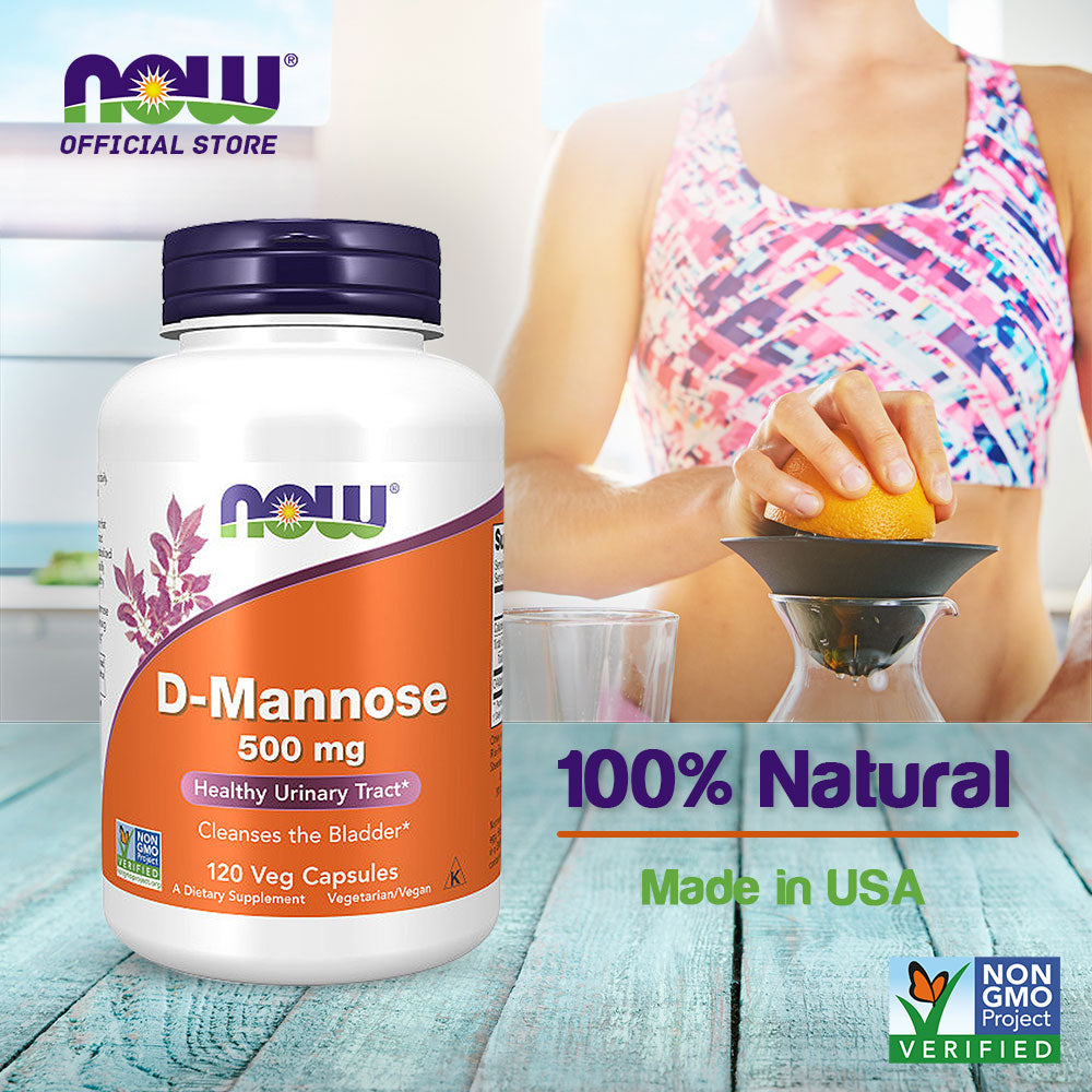 NOW Supplements, D-Mannose 500 mg, Non-GMO Project Verified, Healthy Urinary Tract*, 120 Veg Capsules - Bloom Concept
