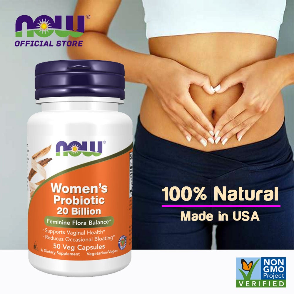 NOW Supplements, Women's Probiotic, 20 Billion, Specially Formulated using Three Clinically Tested Probiotic Strains, 50 Veg Capsules - Bloom Concept