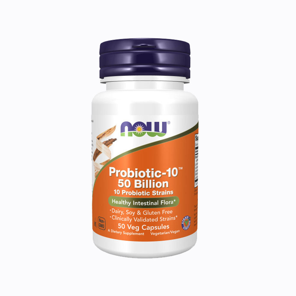 NOW Supplements, Probiotic-10™, 50 Billion, with 10 Probiotic Strains, Strain Verified, 50 Veg Capsules - Bloom Concept