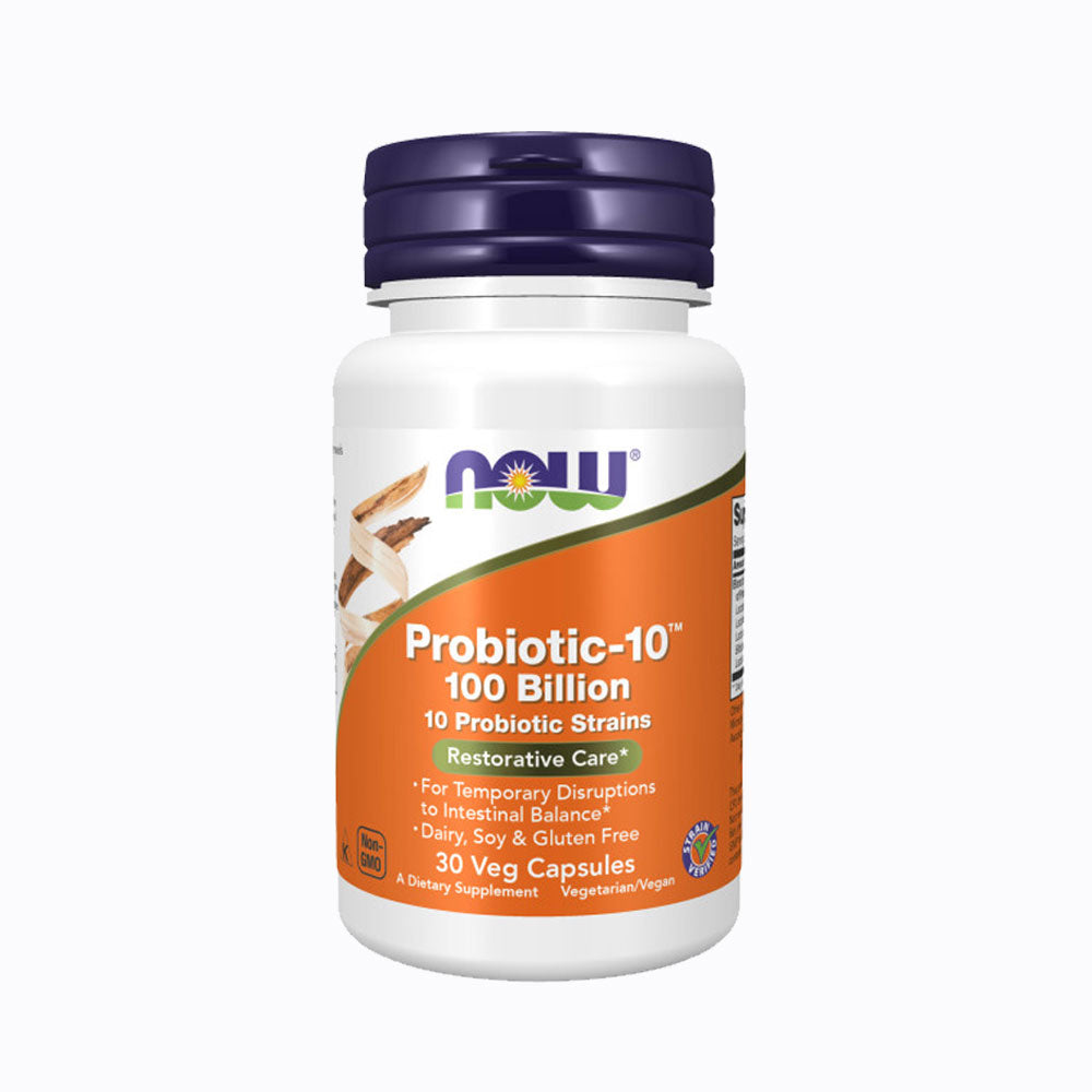 NOW Supplements, Probiotic-10™, 100 Billion, with 10 Probiotic Strains, Dairy, Soy and Gluten Free, Strain Verified, 30 Veg Capsules Vitamins &amp; Supplements NOW Foods USA