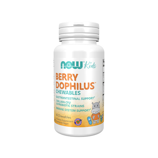 NOW Supplements, Kids BerryDophilus with 2 Billion, 10 Probiotic Strains, Xylitol Sweetened, Strain Verified, 60 Chewables - Bloom Concept