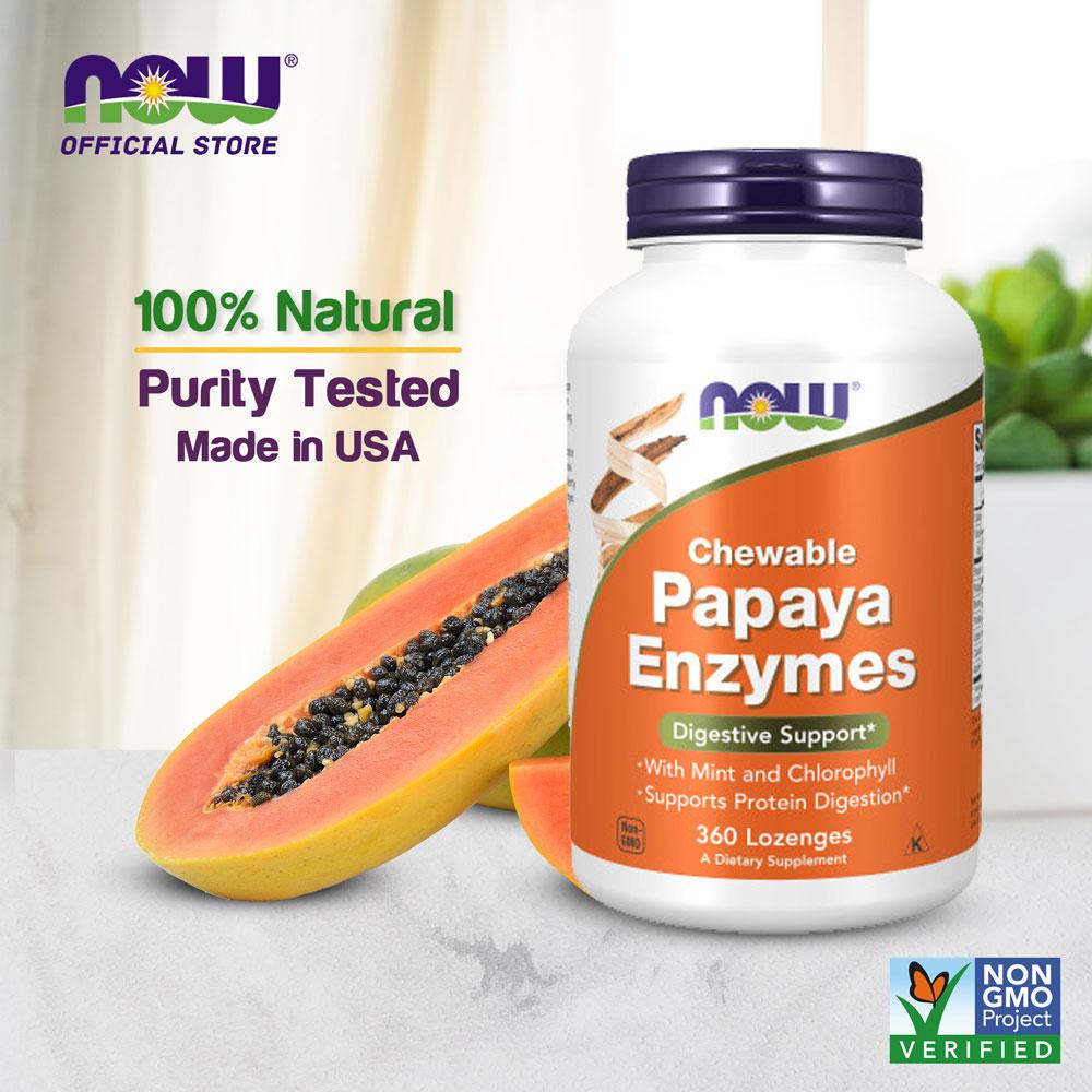 (30% OFF) NOW Supplements, Papaya Enzyme with Mint and Chlorophyll, Digestive Support*, 360 Chewable Lozenges--Best by 01/24 - Bloom Concept