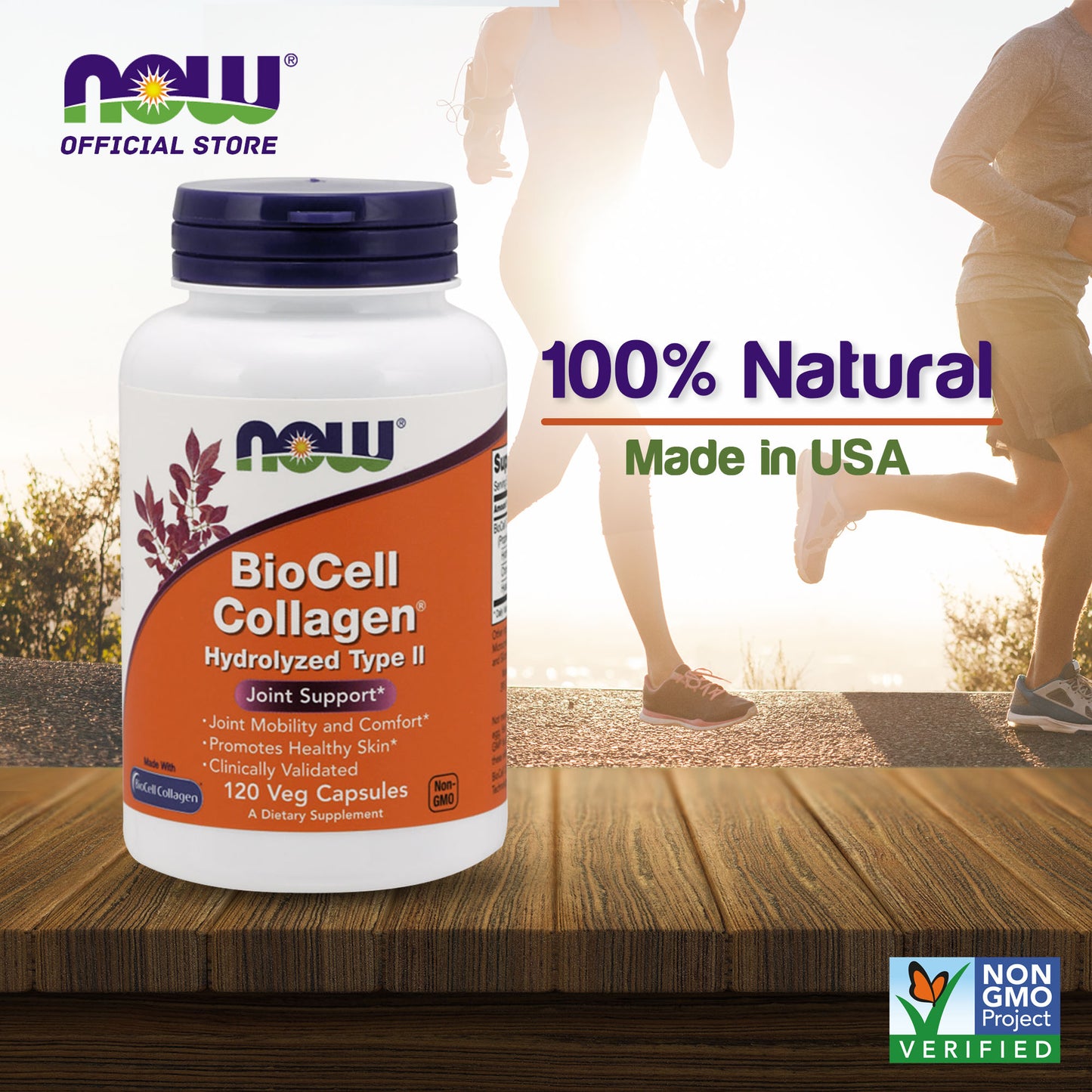 NOW Supplements, BioCell Collagen Hydrolyzed Type II, Clinically Validated, 120 Veg Capsules - Bloom Concept