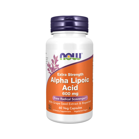 NOW Supplements, Alpha Lipoic Acid 600 mg with Grape Seed Extract & Bioperine, Extra Strength, 60 Veg Capsules - Bloom Concept