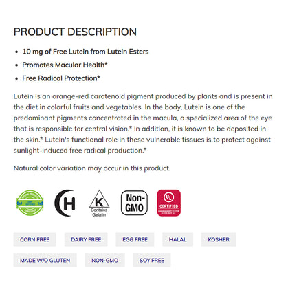 NOW Supplements, Lutein 10 mg with 10 mg of Free Lutein from Lutein Esters, 120 Softgels Vitamins &amp; Supplements NOW Foods USA