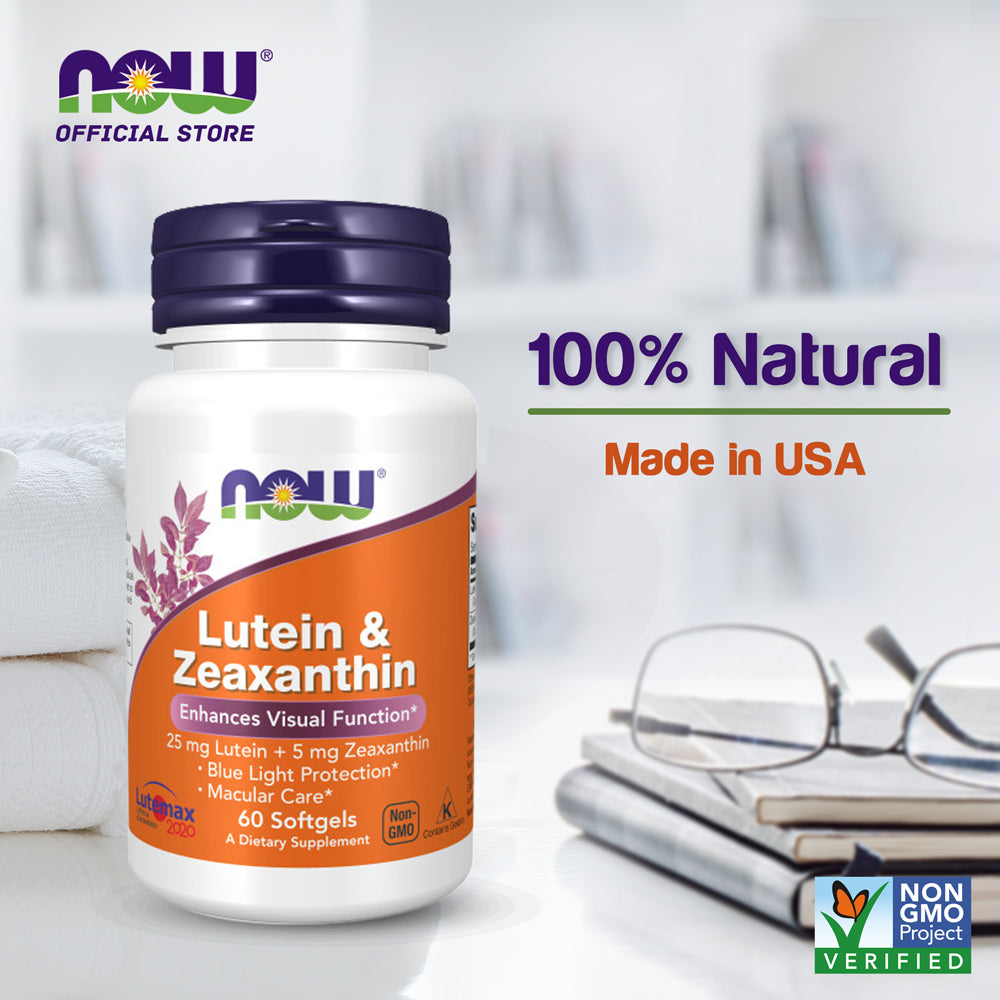 NOW Supplements, Lutein & Zeaxanthin with 25 mg Lutein and 5 mg Zeaxanthin, 60 Softgels - Bloom Concept