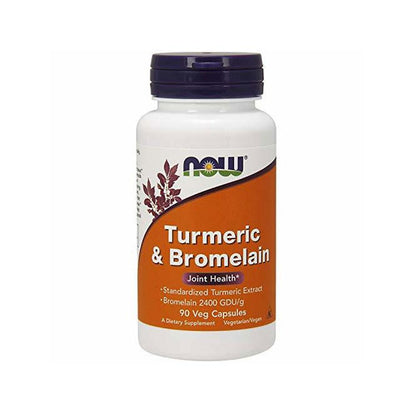 NOW Supplements, Turmeric &amp; Bromelain (Standardized Turmeric Extract) with Bromelain 2400 GDU/g, 90 Veg Capsules Vitamins &amp; Supplements NOW Foods USA
