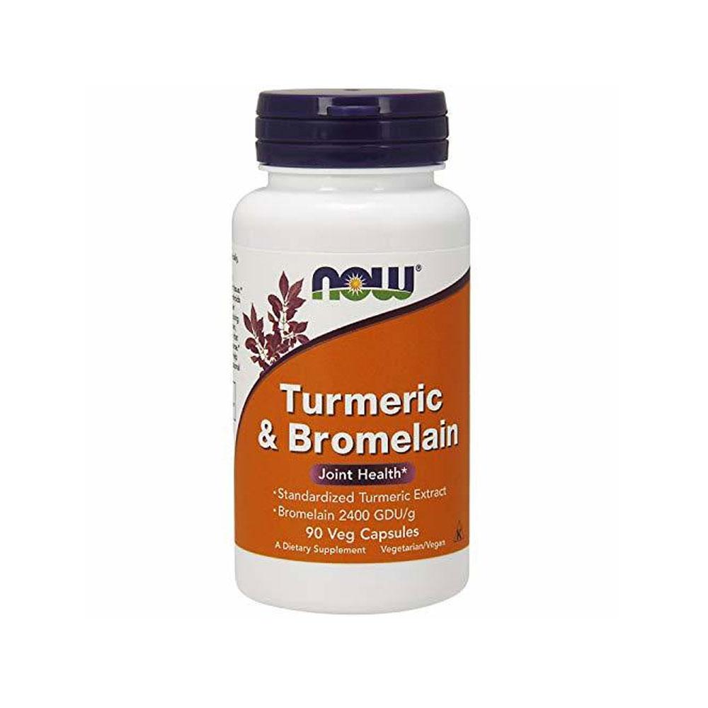 NOW Supplements, Turmeric & Bromelain (Standardized Turmeric Extract) with Bromelain 2400 GDU/g, 90 Veg Capsules - Bloom Concept