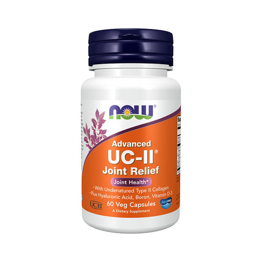 NOW Supplements, UC-II Advanced Joint Relief with Undenatured Type II Collagen, plus Hyaluronic Acid, Boron, Vitamin D-3, 60 Veg Capsules - Bloom Concept