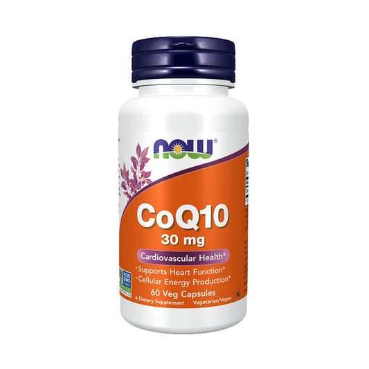 NOW Supplements, CoQ10 30 mg, Pharmaceutical Grade, All-Trans Form produced by Fermentation, 60 Veg Capsules - Bloom Concept