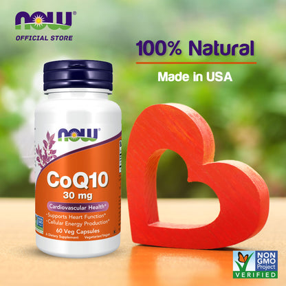 NOW Supplements, CoQ10 30 mg, Pharmaceutical Grade, All-Trans Form produced by Fermentation, 60 Veg Capsules Vitamins &amp; Supplements NOW Foods USA