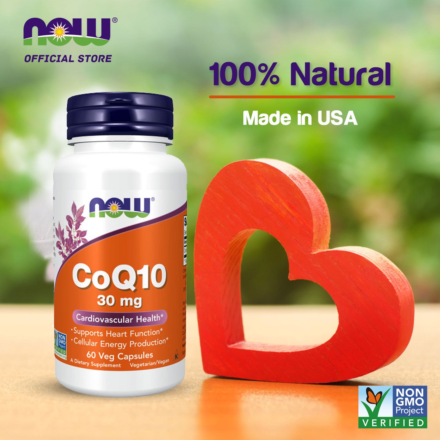 NOW Supplements, CoQ10 30 mg, Pharmaceutical Grade, All-Trans Form produced by Fermentation, 60 Veg Capsules - Bloom Concept