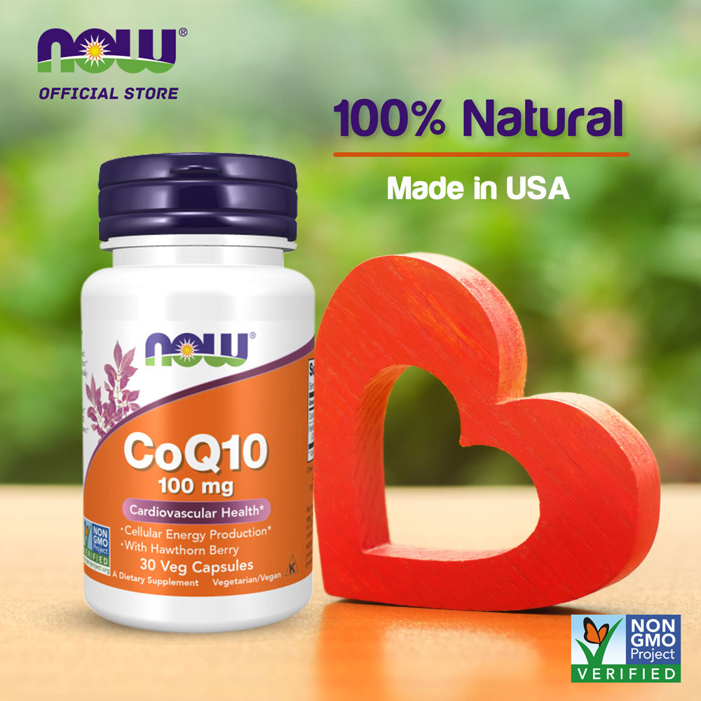NOW Supplements, CoQ10 100 mg with Hawthorn Berry, Pharmaceutical Grade, All-Trans Form produced by Fermentation, 30 Veg Capsules - Bloom Concept