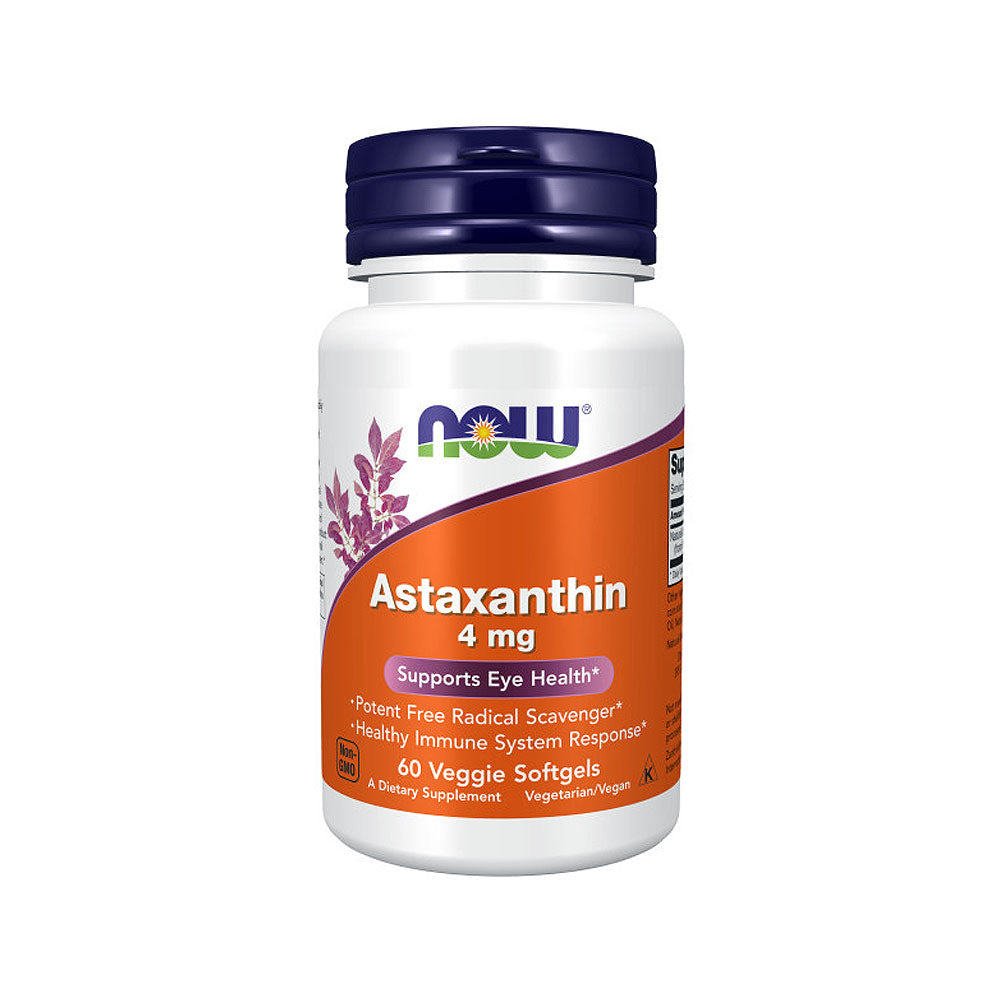 NOW Supplements, Astaxanthin 4 mg, features Zanthin, Supports Eye Health*, 60 Veg Softgels - Bloom Concept