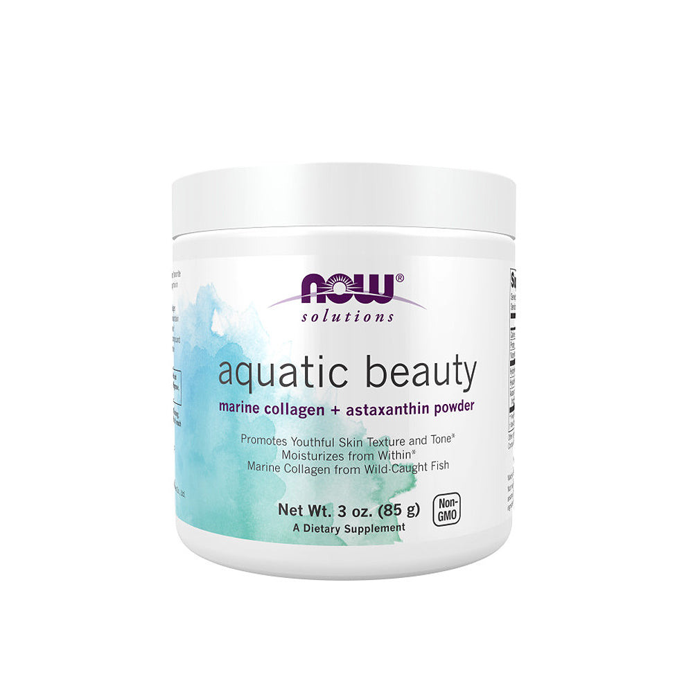 NOW Solutions, Aquatic Beauty Plus Marine Collagen From Wild-Caught Fish and Astaxanthin Powder, 3-Ounce (85g) - Bloom Concept